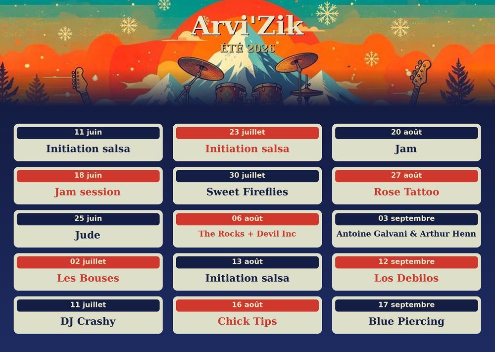Affiche du festival Arvi'Zik été 2026